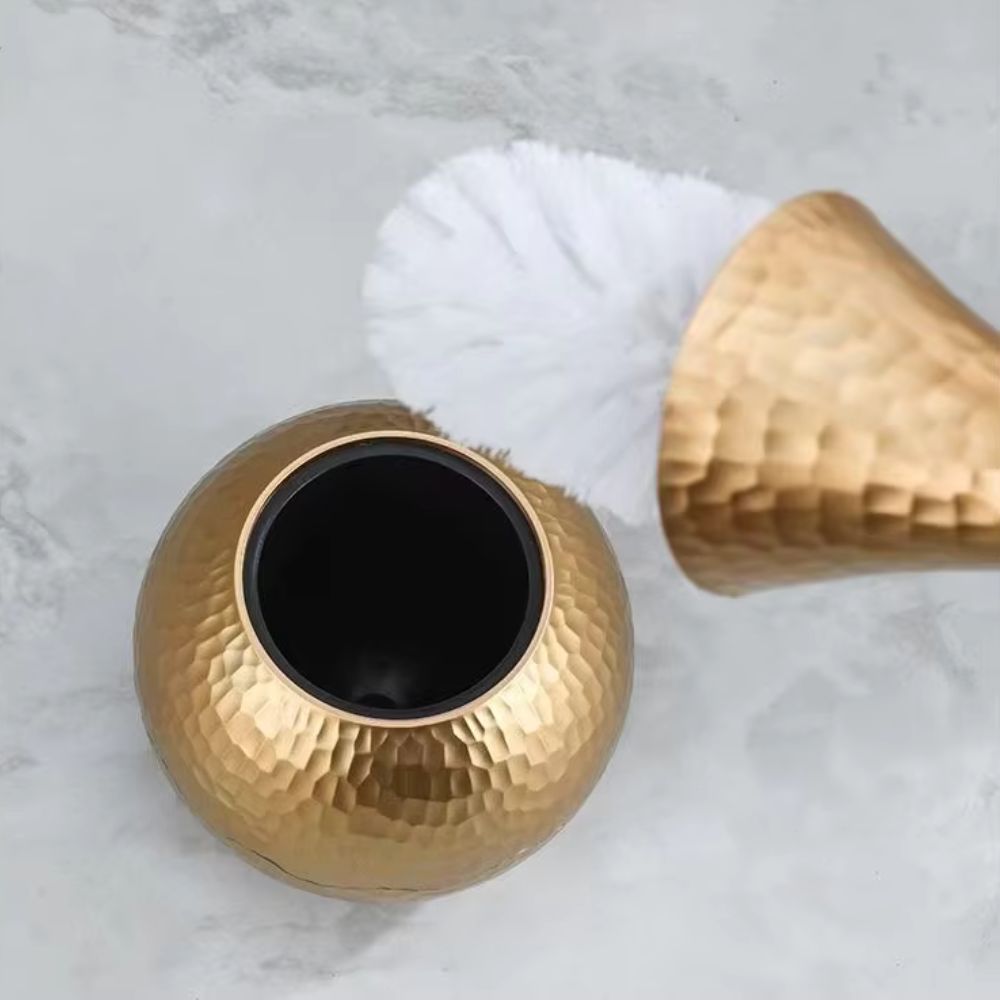 Niki | Hammered Toilet Brush Holder Set