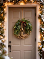 Niki | Handmade Bohemian Winter Wreath | Bells, Pinecones & Berries | 43 cm | Indoor/Outdoor