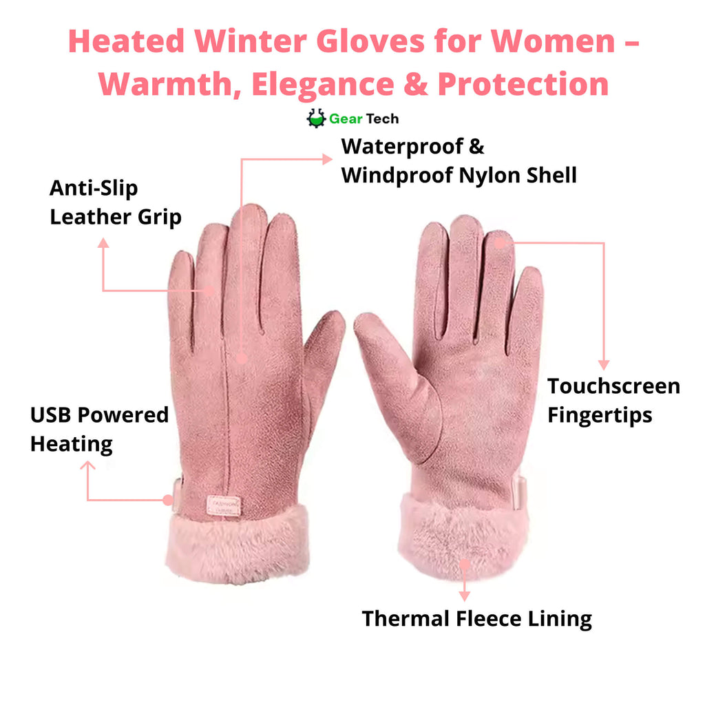 Niki | Heated Gloves for Women UK – Women's Thermal Waterproof Winter Gloves with Touchscreen & USB Rechargeable Warm Design