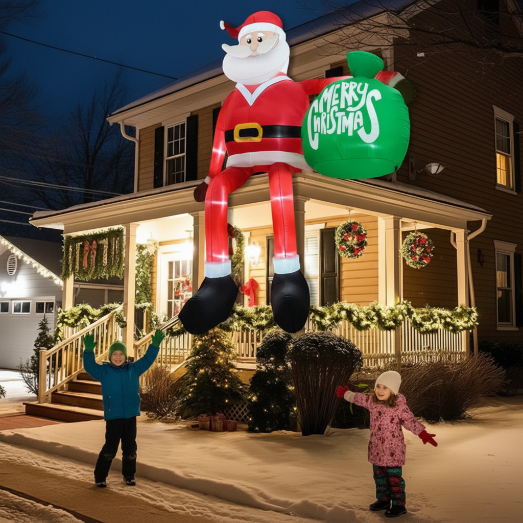 Niki | Inflatable LED Climbing Santa Claus | 2.4 m High | Outdoor