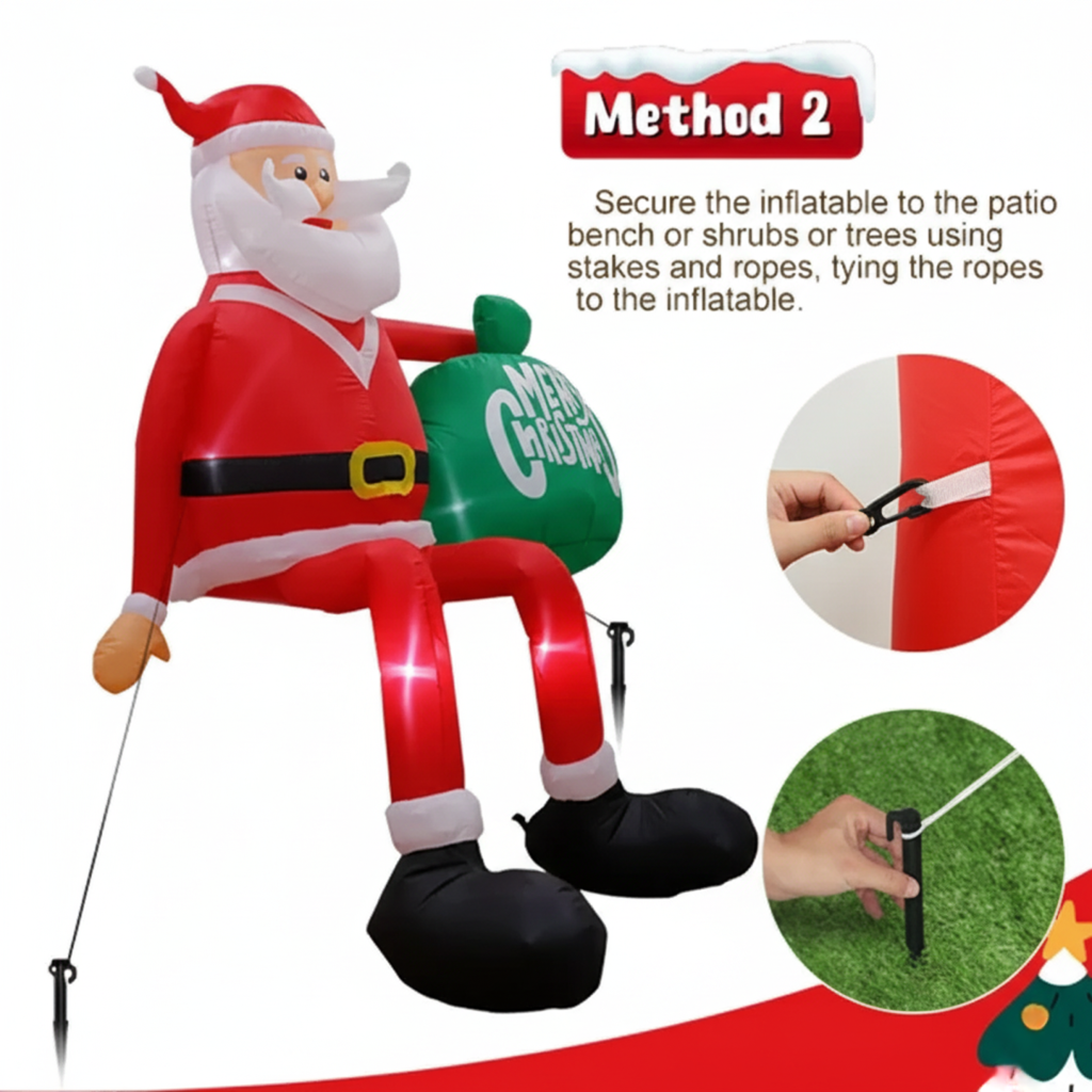 Niki | Inflatable LED Climbing Santa Claus | 2.4 m High | Outdoor