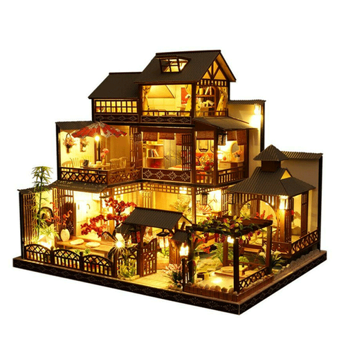 Niki | Large Realistic Wooden Dollhouse with LED Lights | DIY Miniature Playhouse