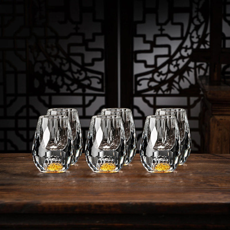 Niki | Luxury Crystal Glasses with Gold Flakes – Handmade – Set of 2 – For Whisky & Premium Beverages