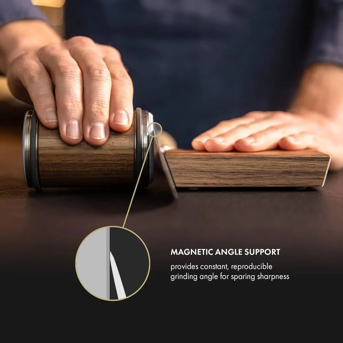 Niki | Knife Sharpening Tool with Magnetic Base and Rolling Stone