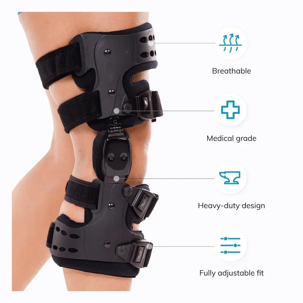 Niki | Medical OA Offloading Knee Brace | Unicompartimental Osteoarthritis Orthosis | Varus/Valgus Correction & ROM Control | Medial & Lateral Offloading | Adjustable Range of Motion