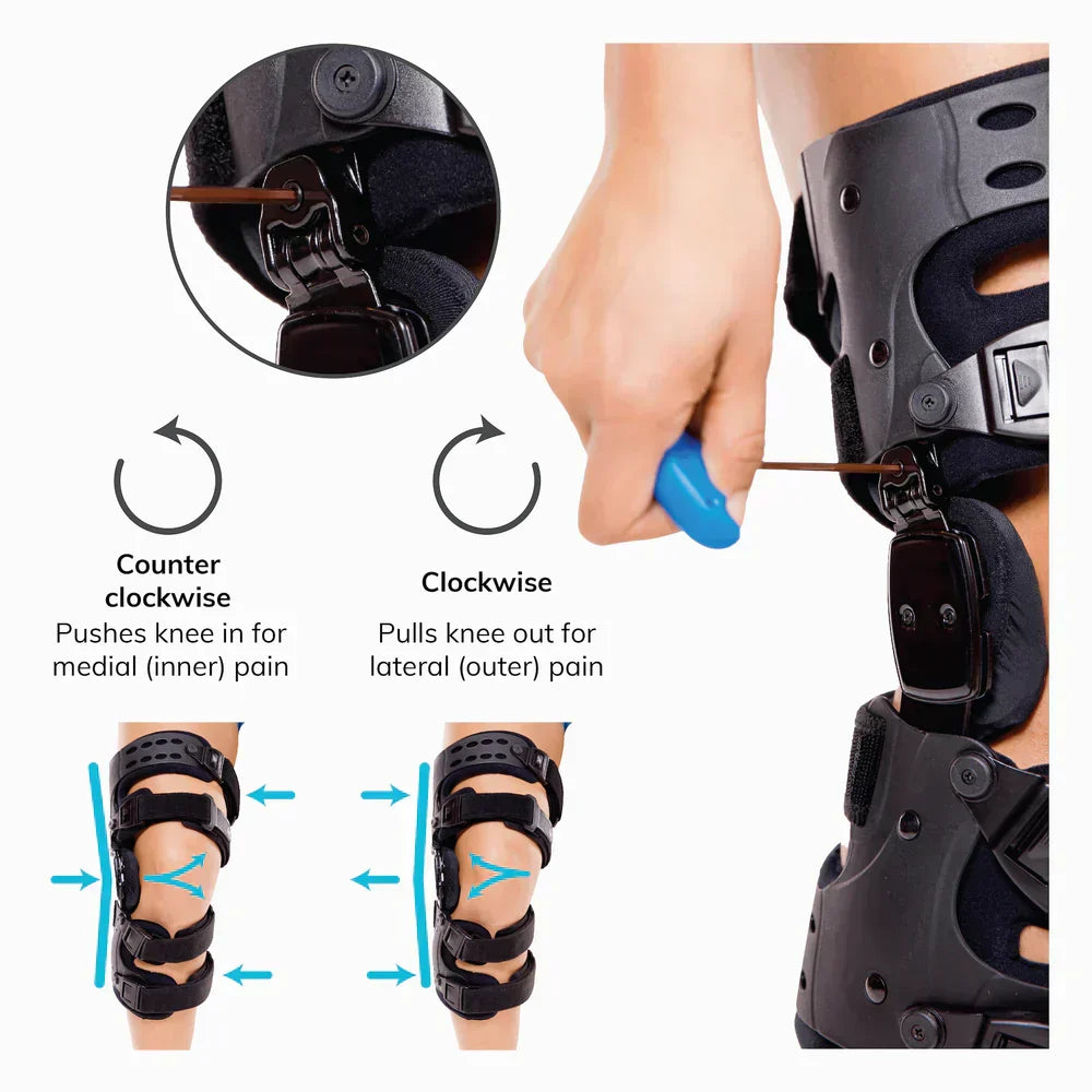 Niki | Medical OA Offloading Knee Brace | Unicompartimental Osteoarthritis Orthosis | Varus/Valgus Correction & ROM Control | Medial & Lateral Offloading | Adjustable Range of Motion