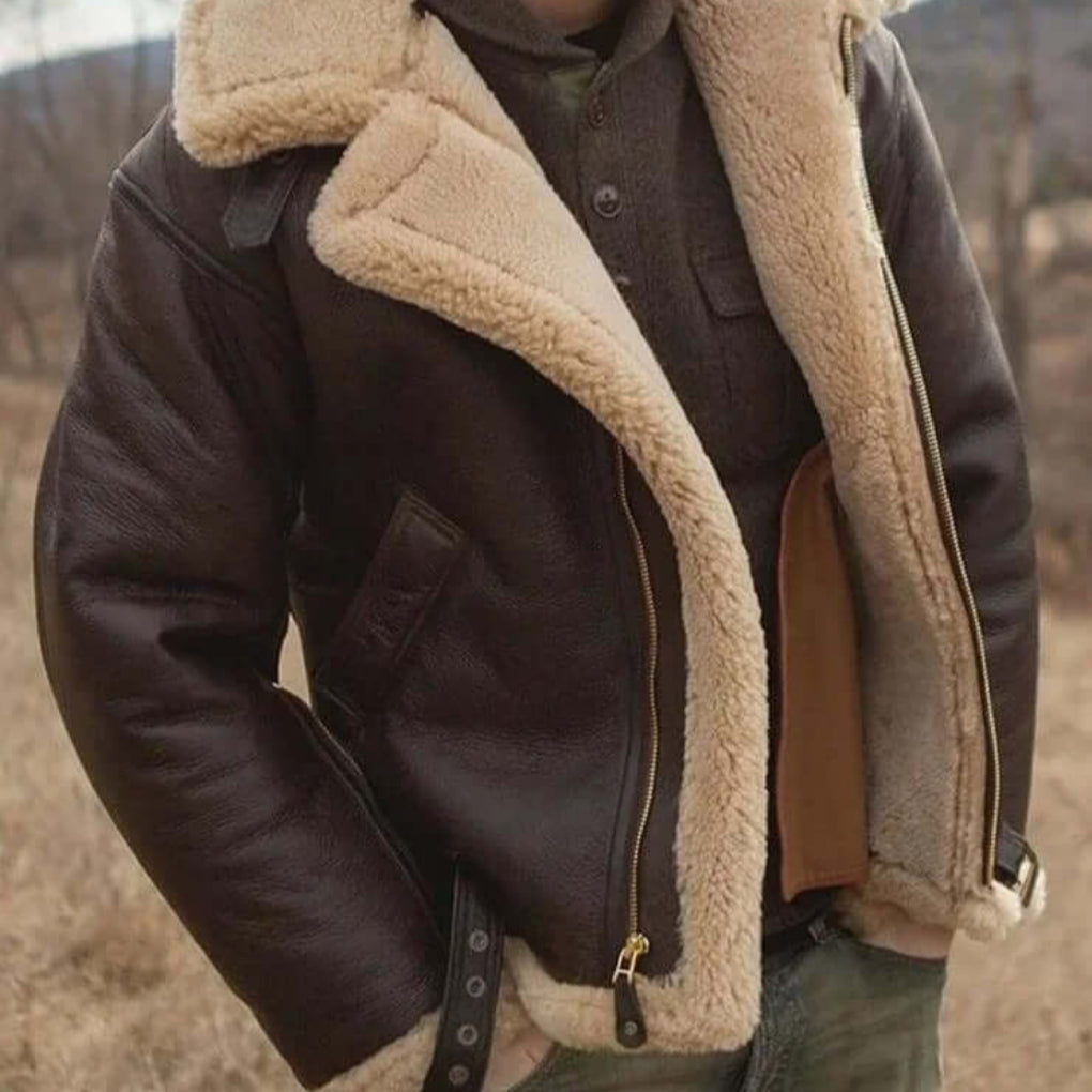 Shearling Lined Pilot Jacket for Cold Weather