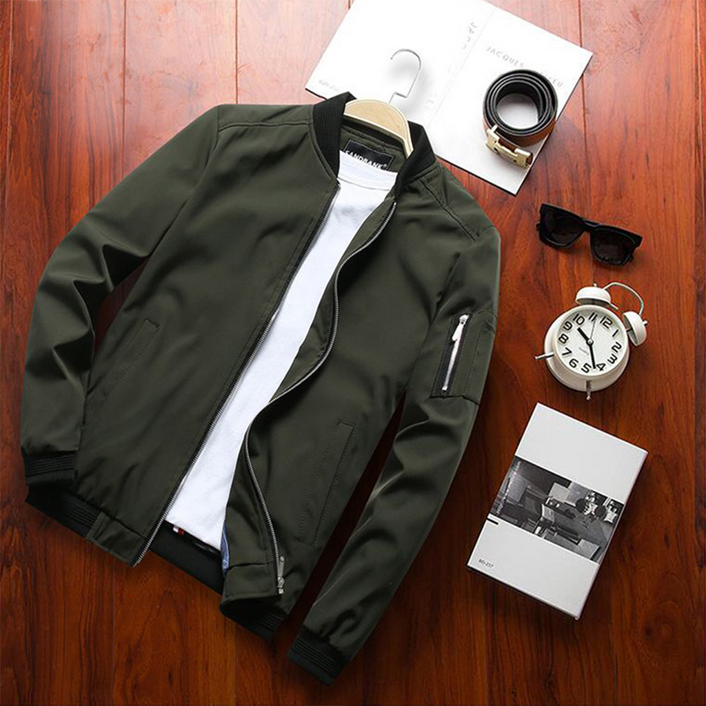 Fashionable Bomber Jacket with Zippered Pocket