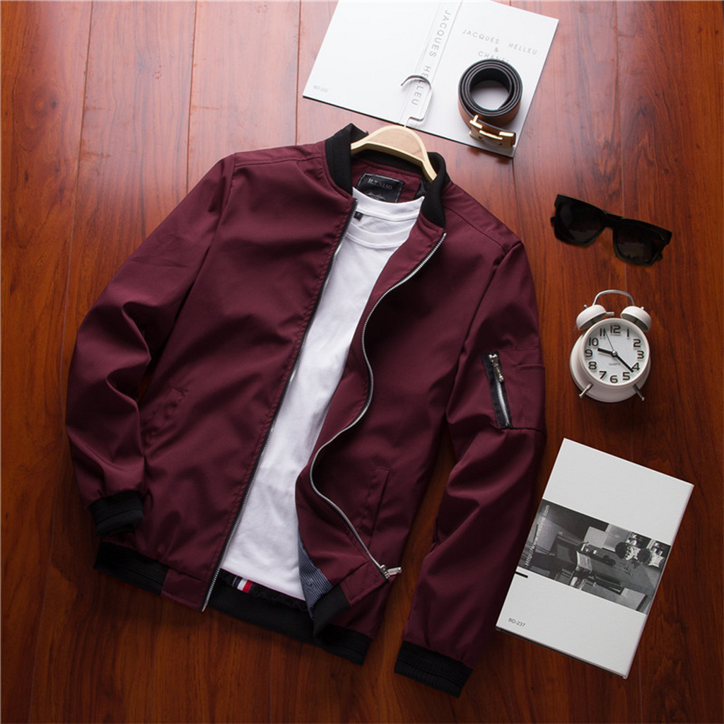 Fashionable Bomber Jacket with Zippered Pocket