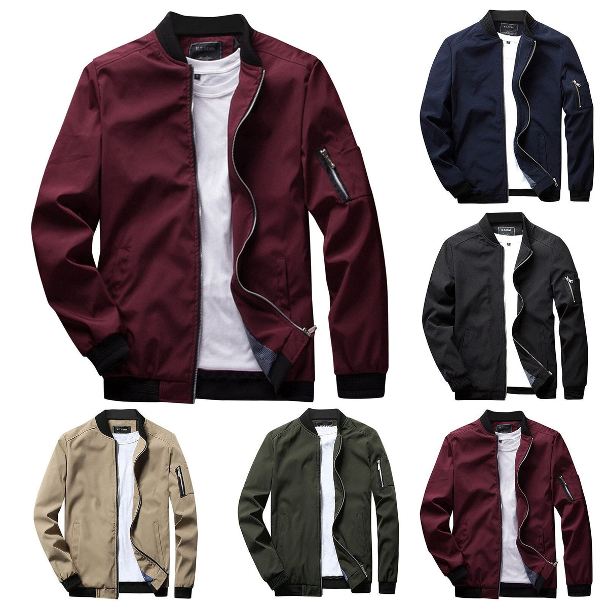 Fashionable Bomber Jacket with Zippered Pocket