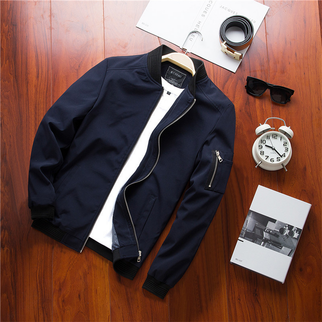 Fashionable Bomber Jacket with Zippered Pocket