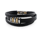Niki | Men's Braided Leather Bracelet with Metal Accents