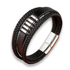 Niki | Men's Braided Leather Bracelet with Metal Accents
