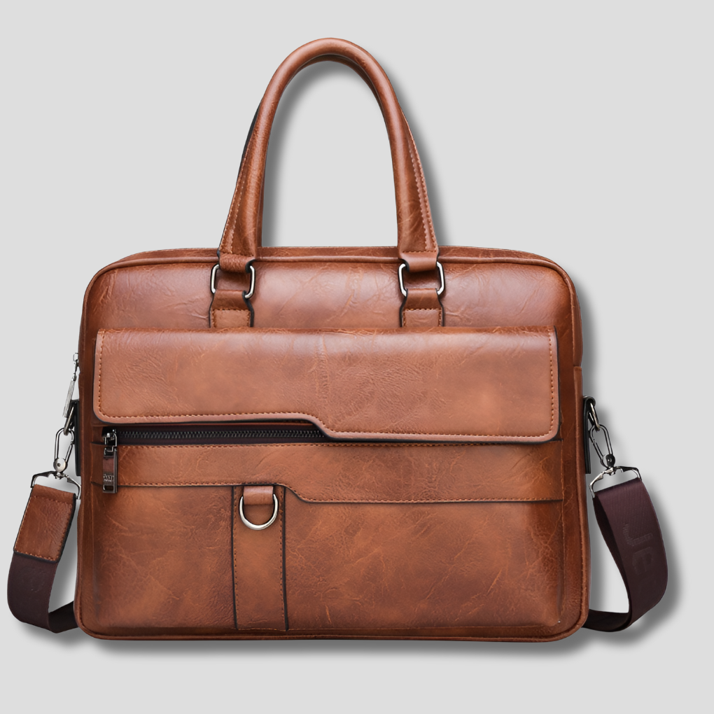 Niki | Men's Briefcase with Front Zip Pocket