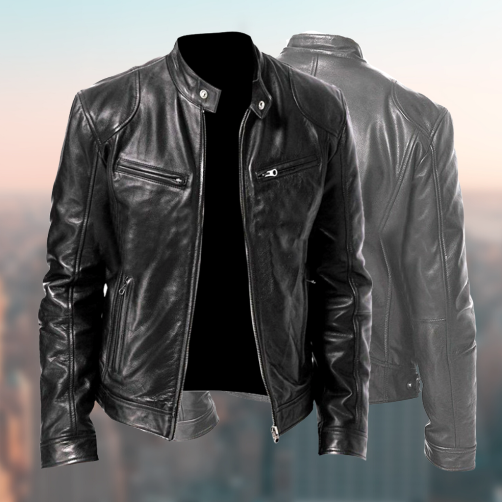 Men's Classic Cafe Racer Faux Leather Jacket