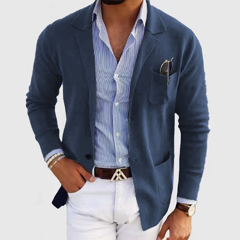 Niki | Men's Casual Knit Blazer with Patch Pockets