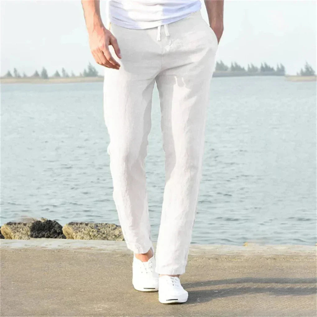 Men's Linen Blend Casual Drawstring Pants
