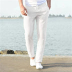 Men's Linen Blend Casual Drawstring Pants