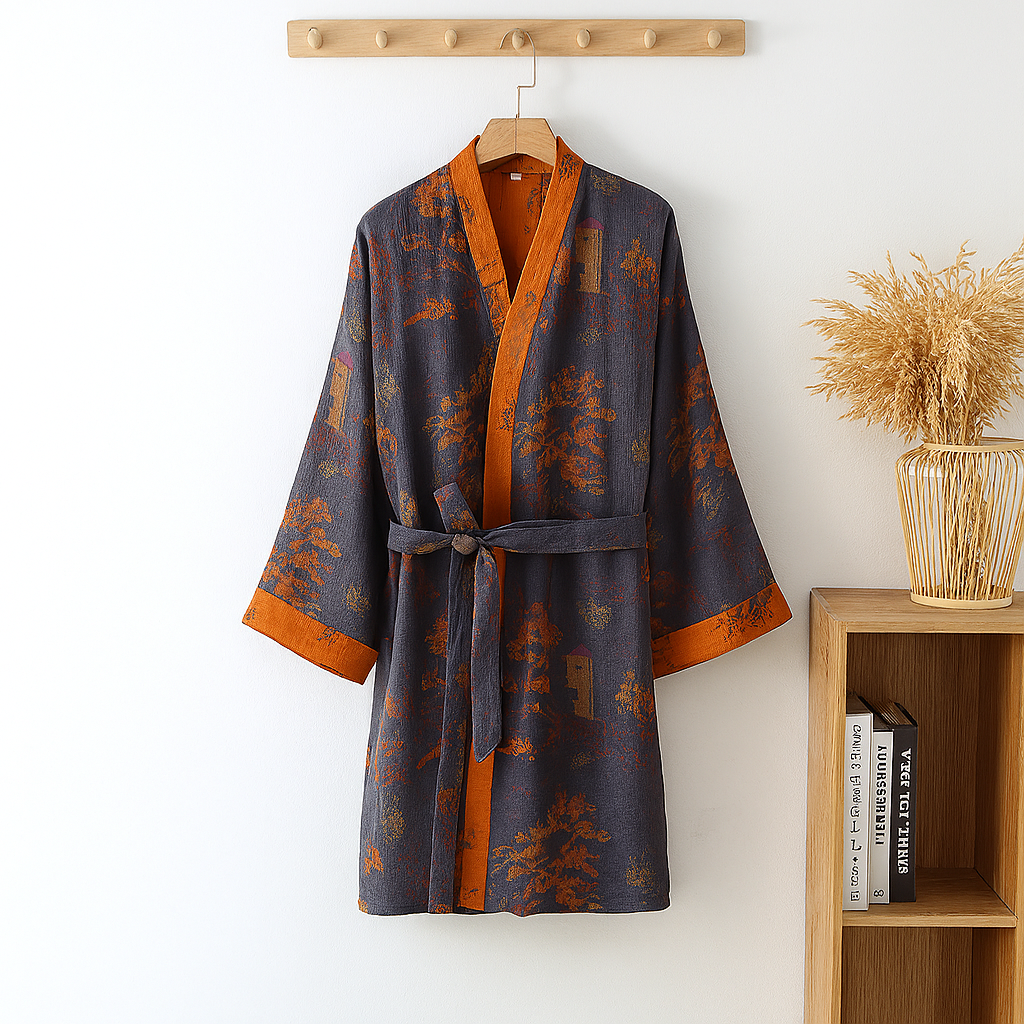 Niki | Men's Printed Jacquard V-Neck Robe