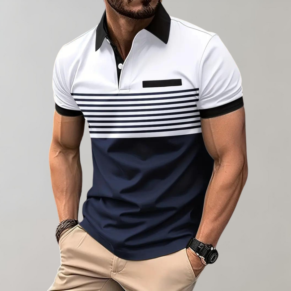 Polo Shirt with Contrasting Stripes