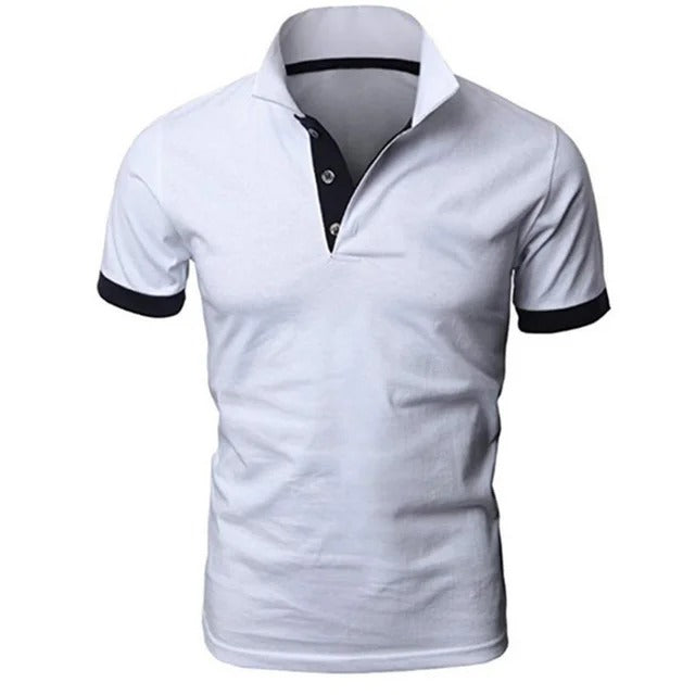 Men's Short Sleeve Contrasting Collar Polo Shirt