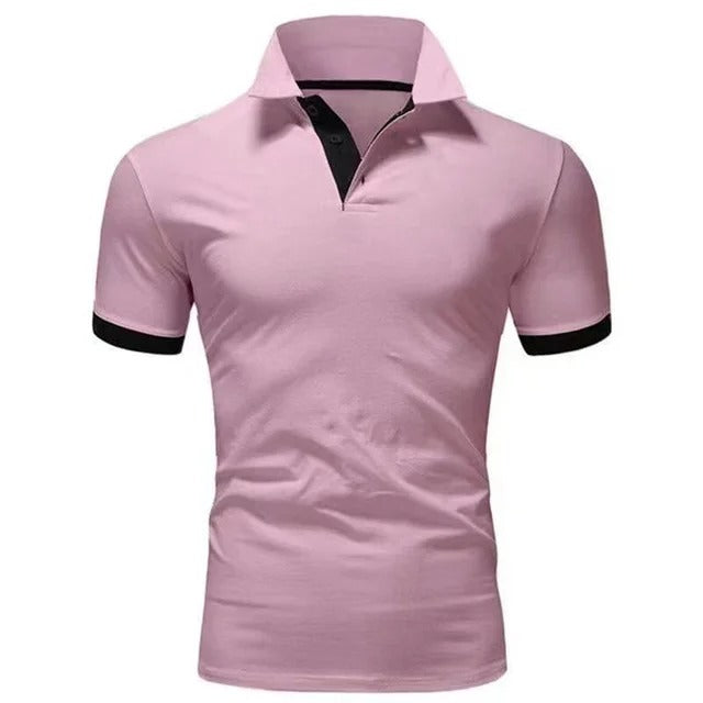 Men's Short Sleeve Contrasting Collar Polo Shirt