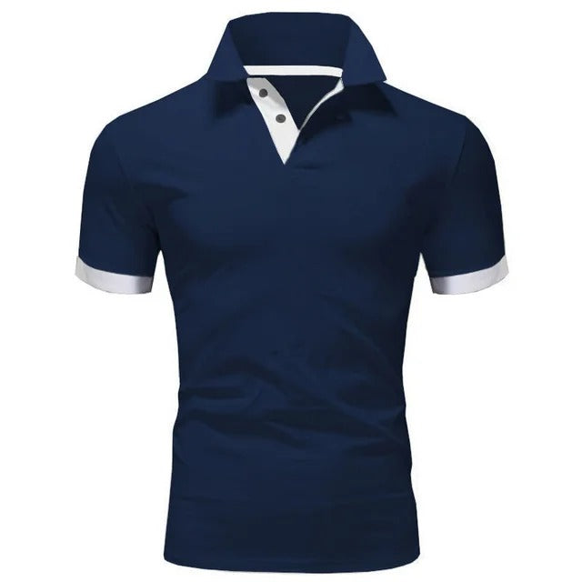Men's Short Sleeve Contrasting Collar Polo Shirt