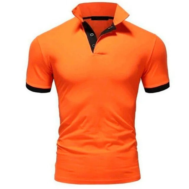Men's Short Sleeve Contrasting Collar Polo Shirt