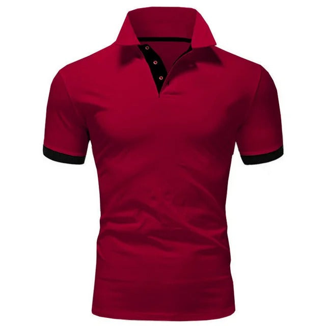 Men's Short Sleeve Contrasting Collar Polo Shirt