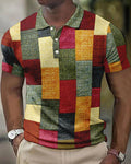 Comfortable Breathable Grid Polo Shirt