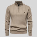 Refined Vertical Rib Half-Zip Pullover