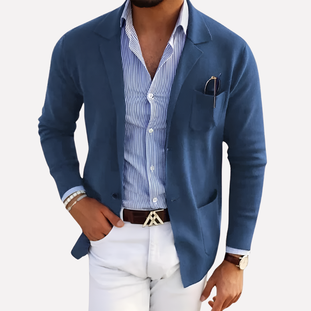 Men's Textured Knit Blazer Jacket