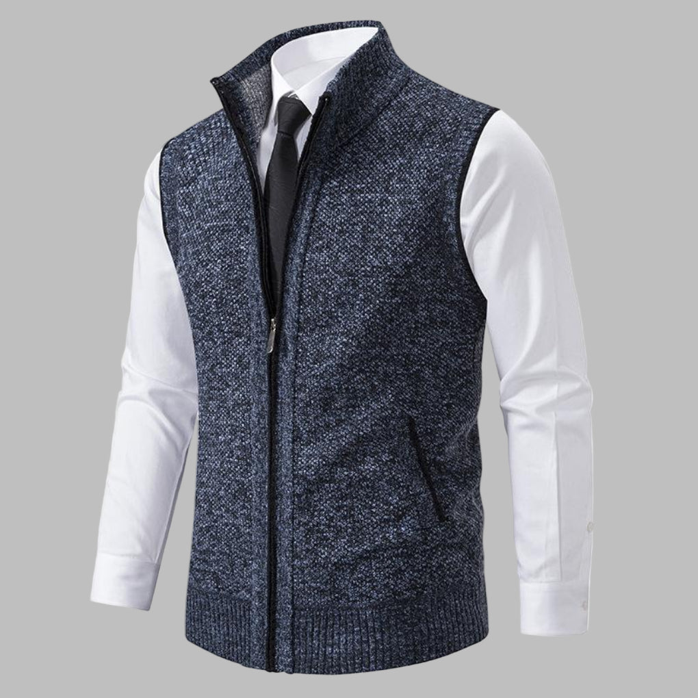 Refined Knitted Zip-Up Vest