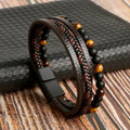 Niki | Men's Braided Leather & Stone Magnetic Bracelet