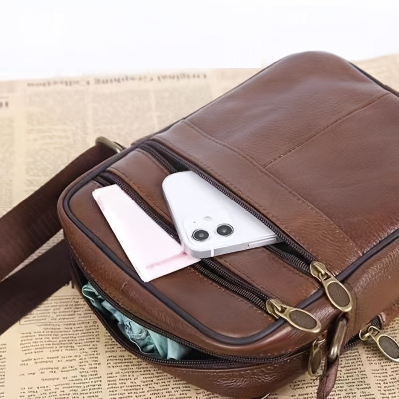 Niki | Men’s Leather Shoulder Bag | Genuine Cowhide Crossbody | Adjustable Strap