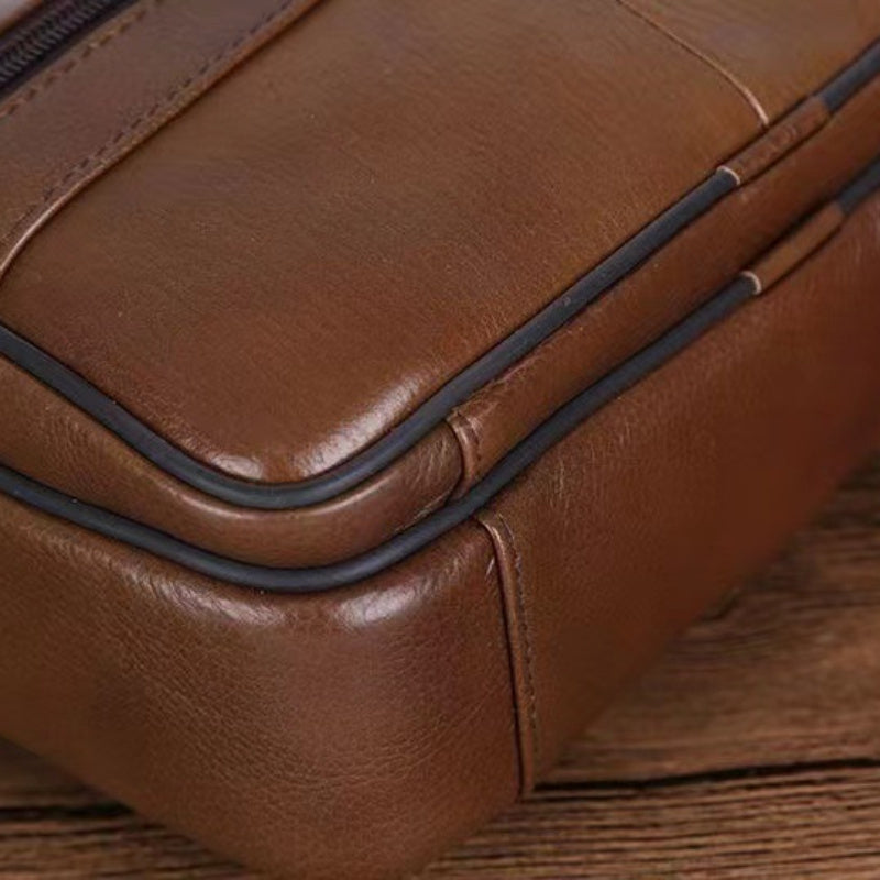 Niki | Men’s Leather Shoulder Bag | Genuine Cowhide Crossbody | Adjustable Strap