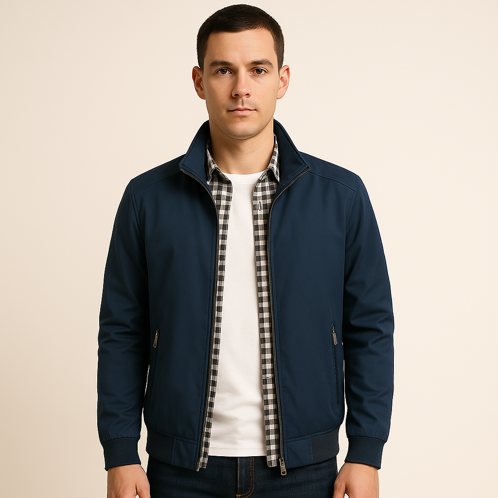 Men's Zip-Front Windbreaker Bomber Jacket