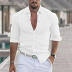 Men's Breathable Linen Button-Up Shirt