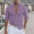 Men's Breathable Linen Button-Up Shirt