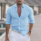 Men's Breathable Linen Button-Up Shirt