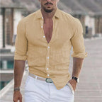 Men's Breathable Linen Button-Up Shirt