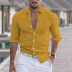 Men's Breathable Linen Button-Up Shirt