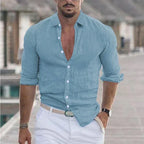 Men's Breathable Linen Button-Up Shirt