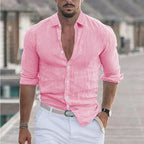 Men's Breathable Linen Button-Up Shirt