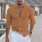 Men's Breathable Linen Button-Up Shirt