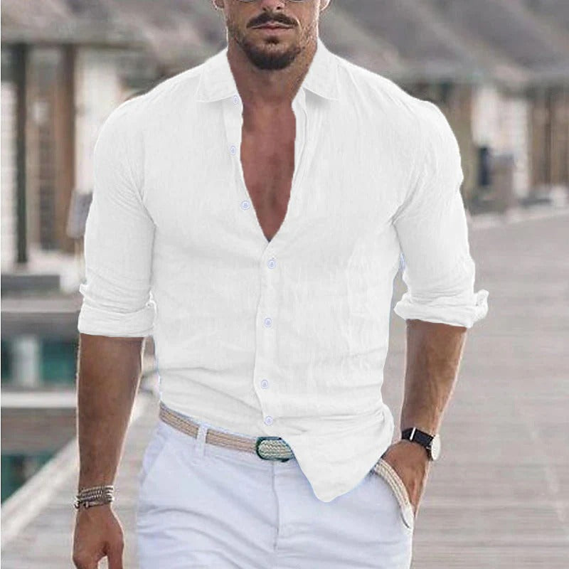 Men's Breathable Linen Relaxed Fit Shirt