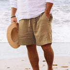 Men's Linen Drawstring Waist Shorts