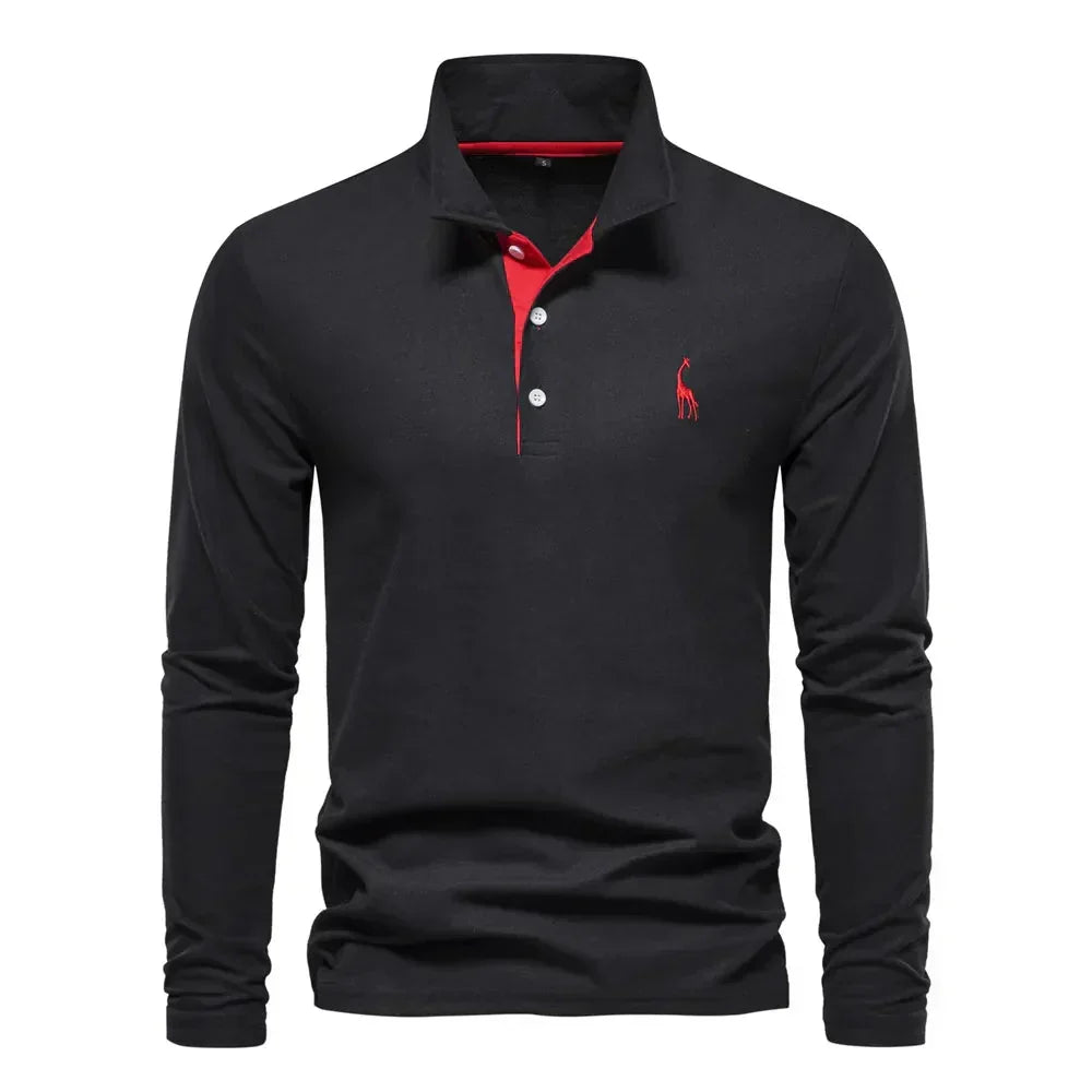 Men's Long Sleeve Polo with Embroidery