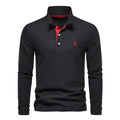Long Sleeve Polo with Subtle Embroidery