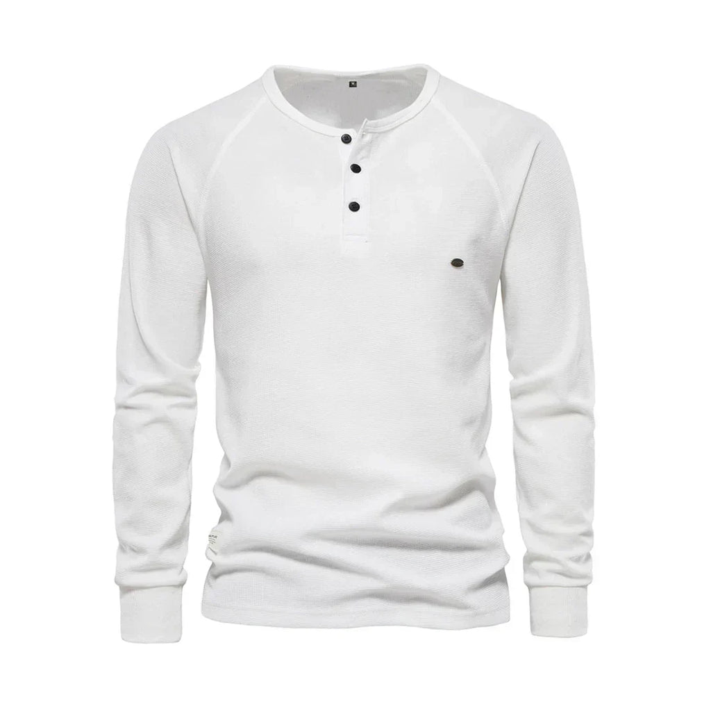 Men's Long Sleeve Button Neck Casual Shirt